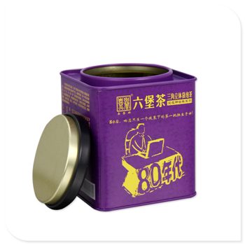 方形六堡茶叶铁罐,内塞盖茶叶铁皮罐生产