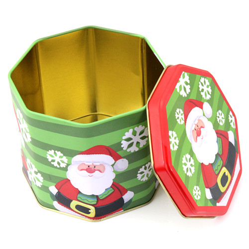 六角形圣诞糖果储存罐铁罐_食品马口铁盒礼品盒厂家包装定制