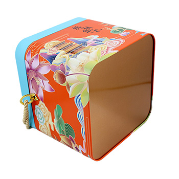 正方形月饼精装大铁盒_手提月饼铁盒包装组合定做工厂